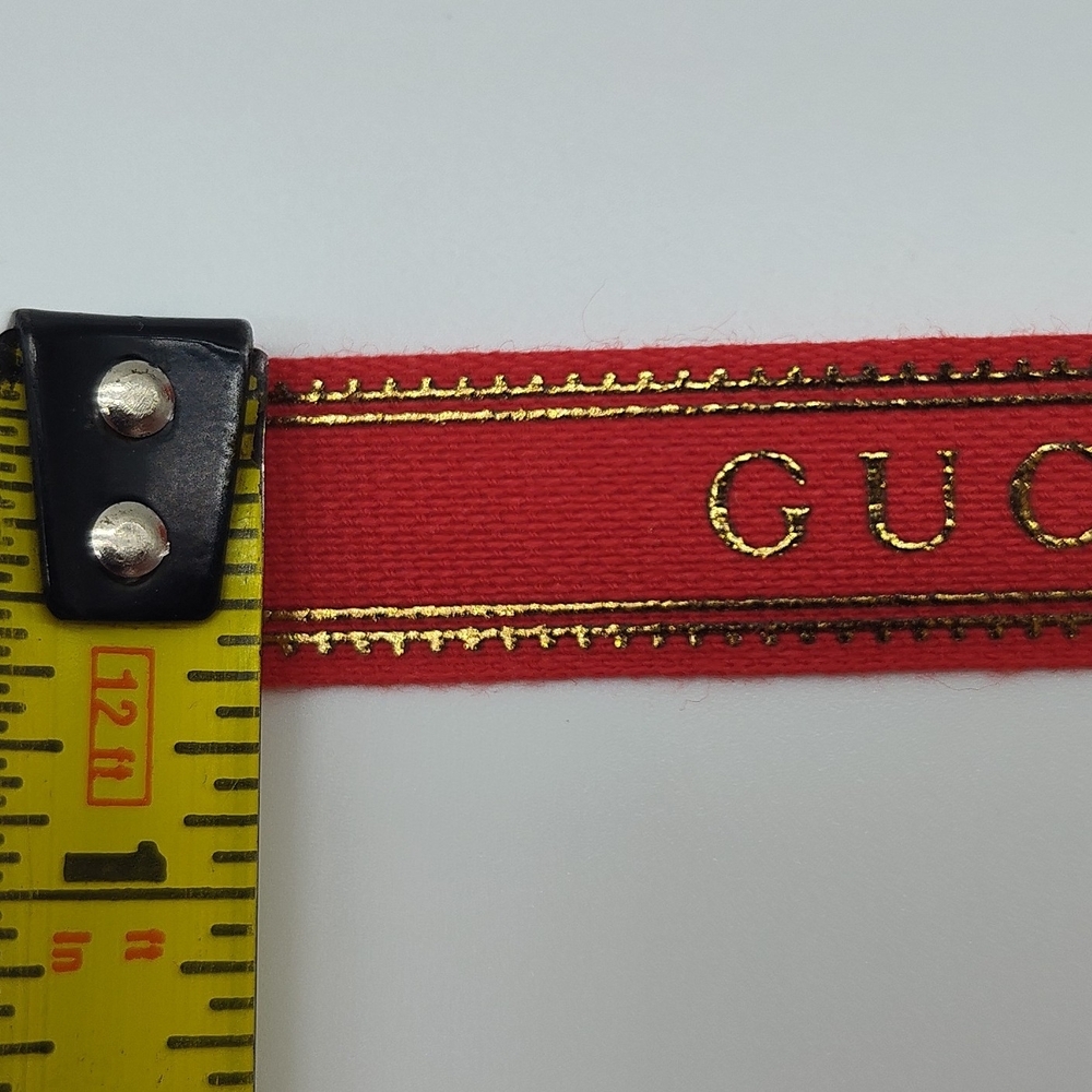 GUCCI Logo Ribbon Red & Gold Colorway Made in Italy Two (2) Yards - Picture 4 of 4